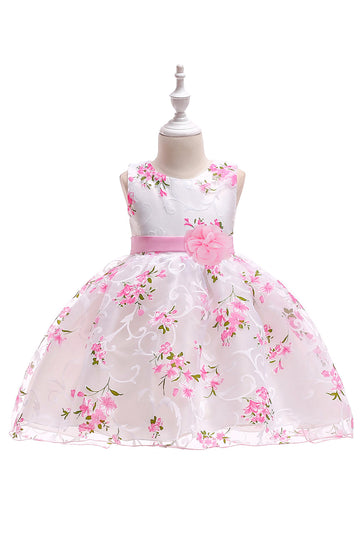 Robe de soirée pour filles rose sans manches mignonne